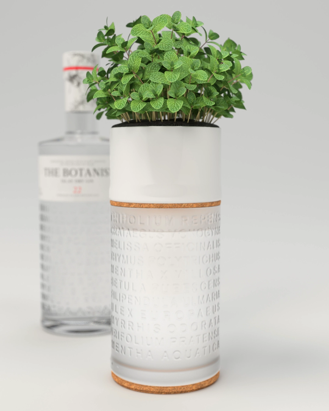 Herb planter made from up-cycled Botanist bottles