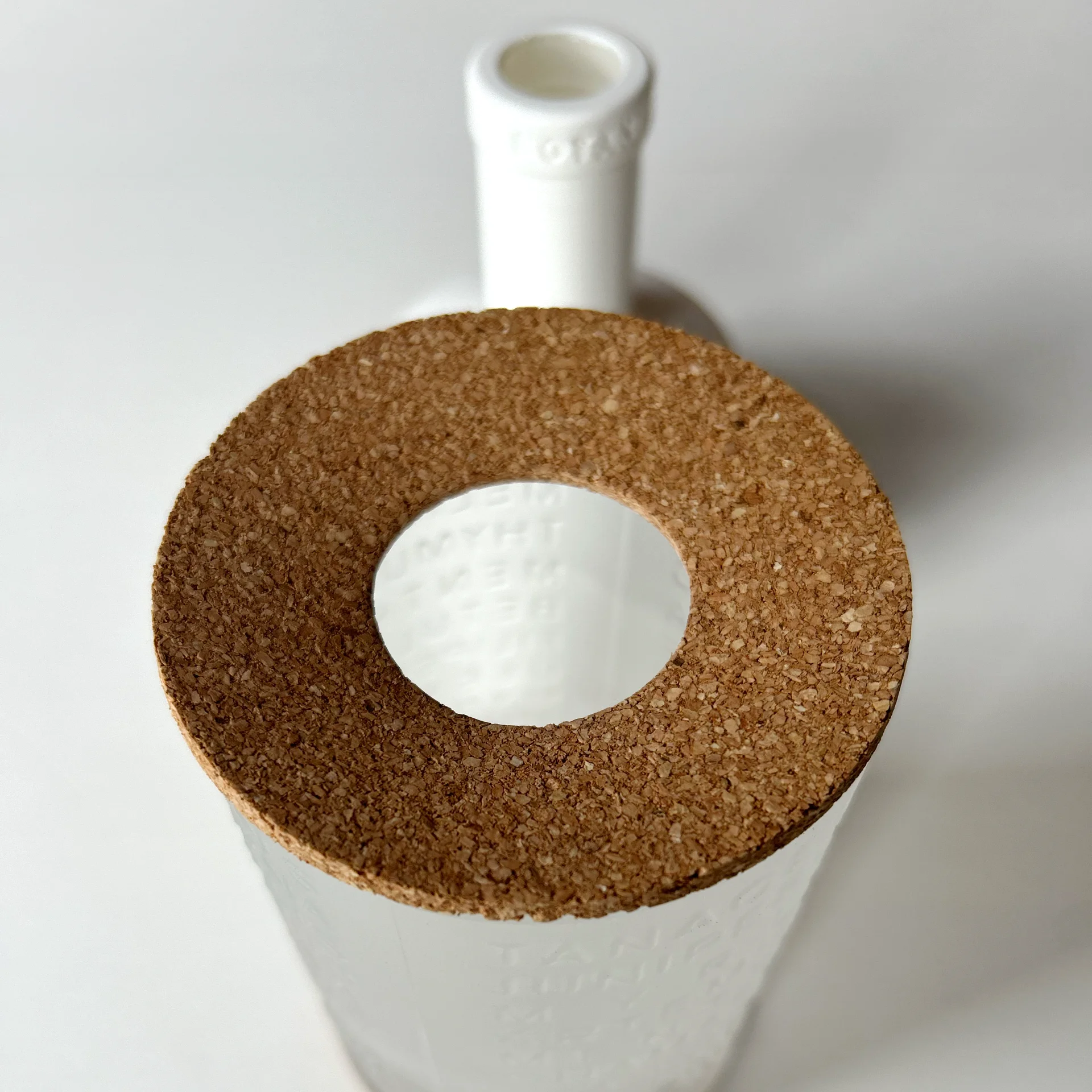 Detail of the cork locator that aligns the planter