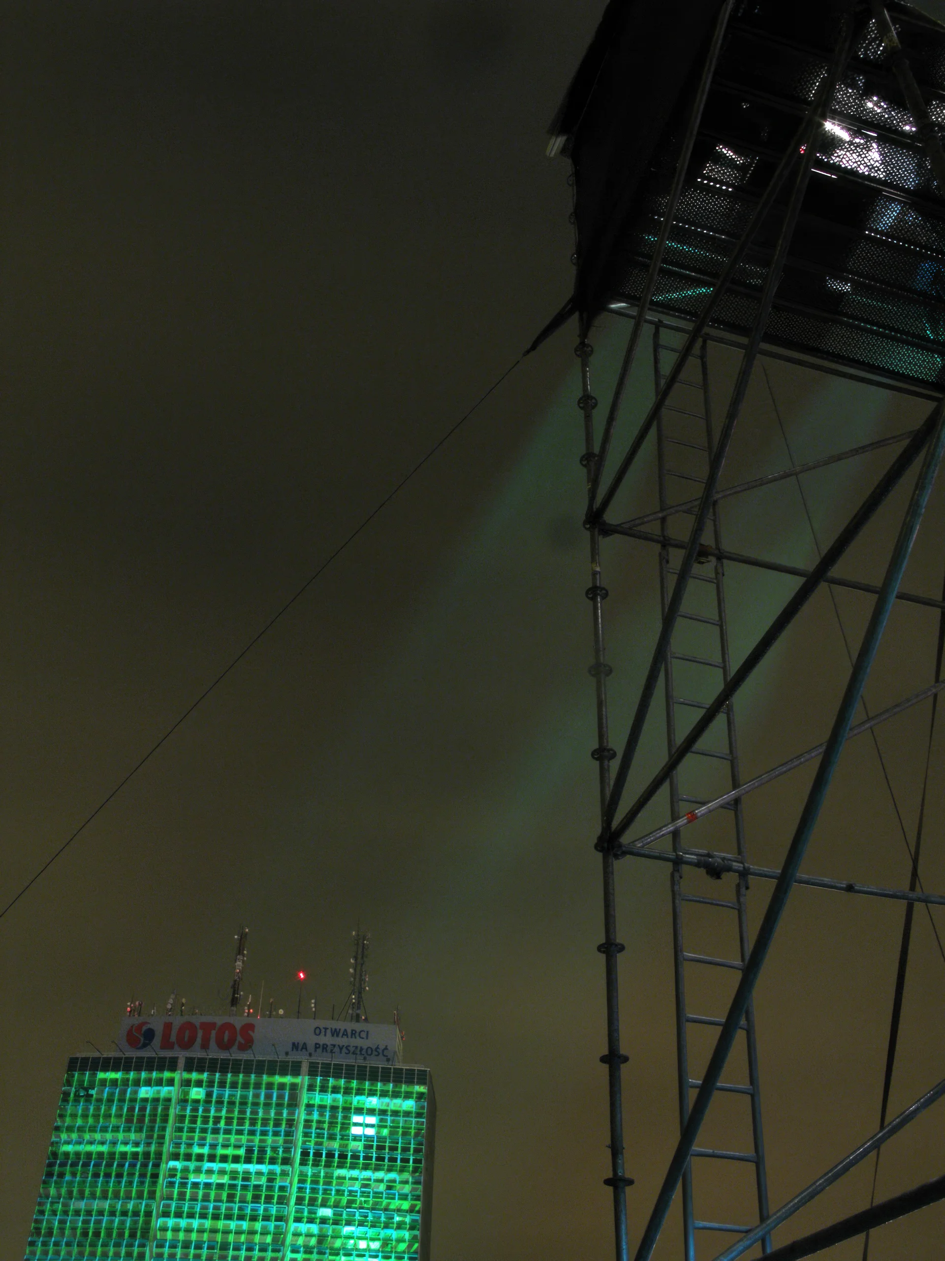 The projection tower set up beside the festival building