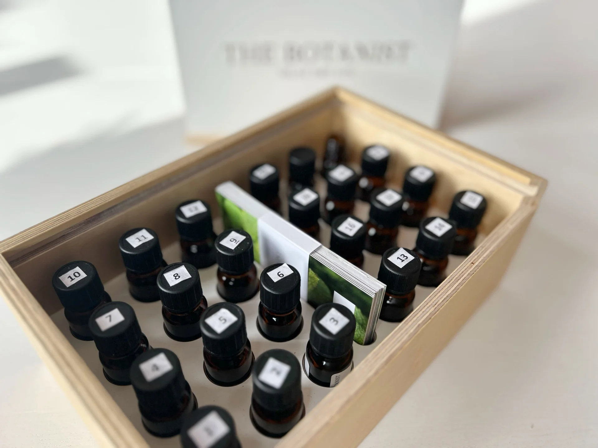 The full tincture box with its bottles and cards laid out
