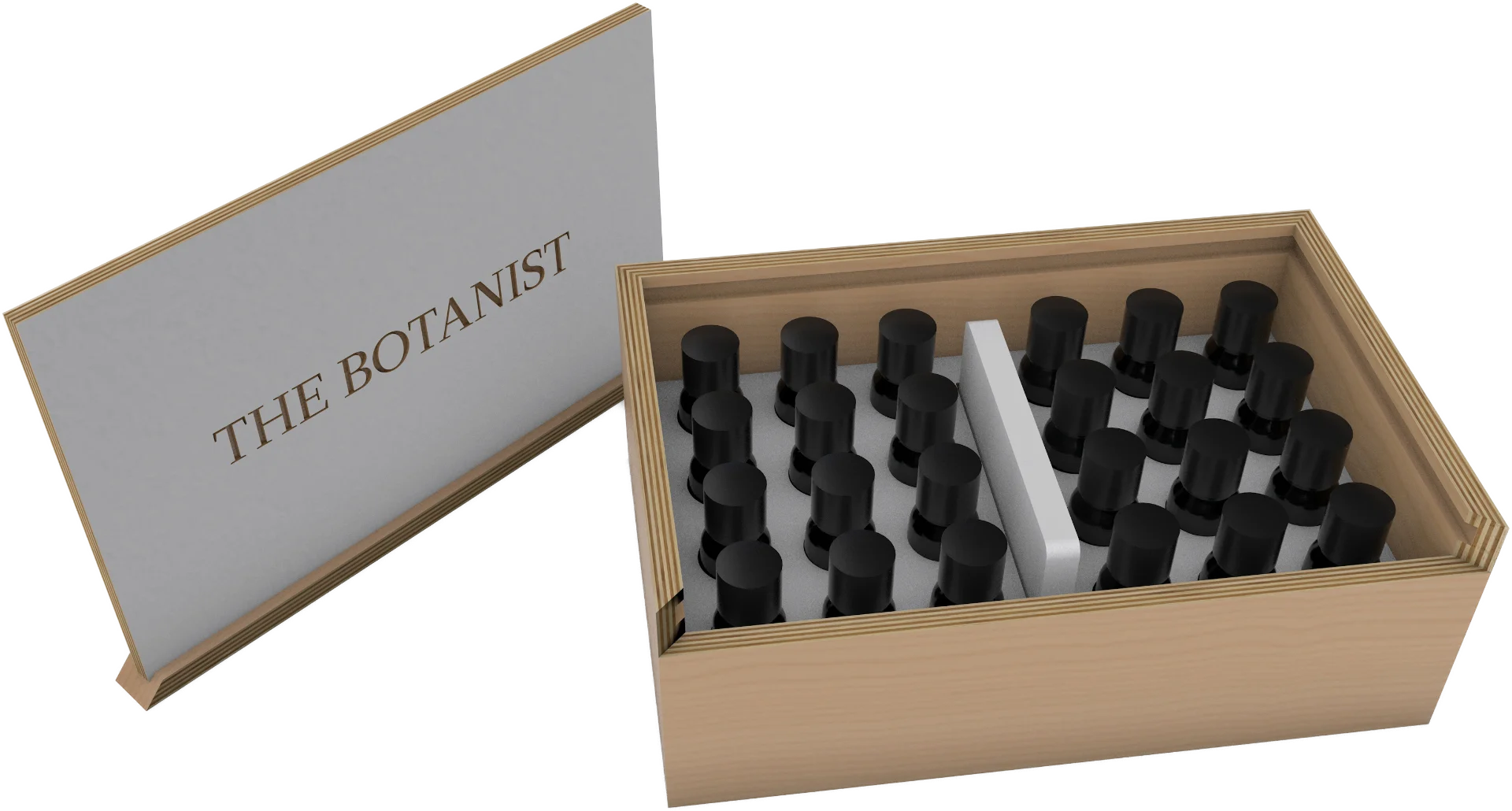 The tincture box with its sliding lid partly open