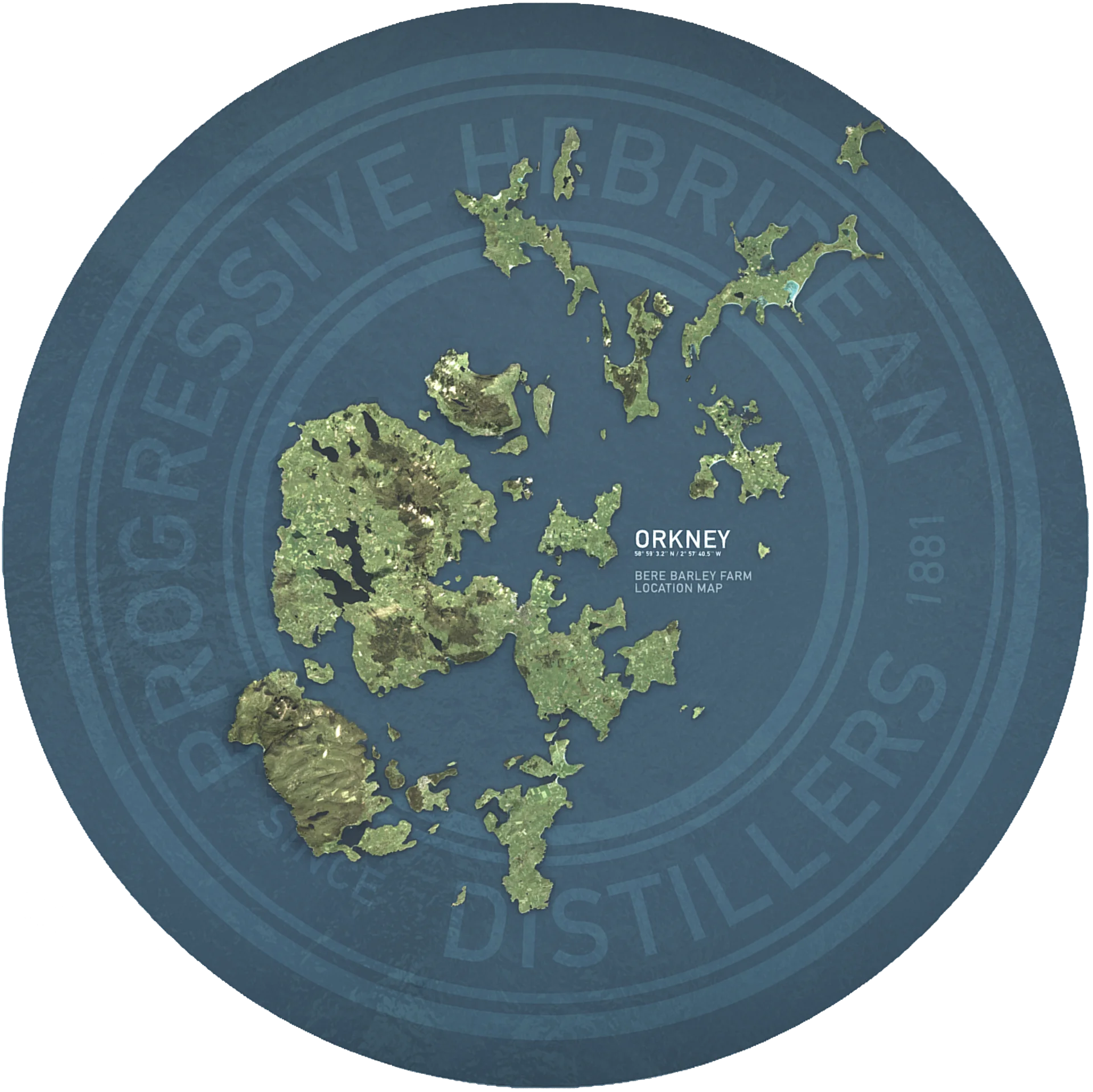 Circular 3D provenance map of barley farms in the Orkney islands